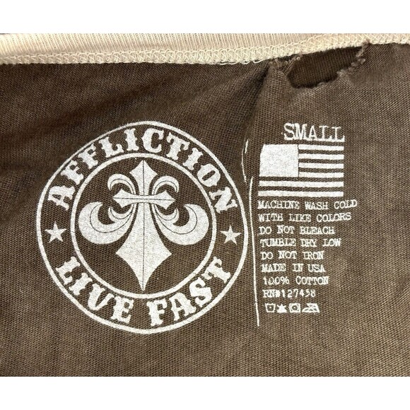 AFFLICTION Womens Shirt SMALL American Custom Bushmaster Long Sleeve Logo Raglan - Picture 11 of 14